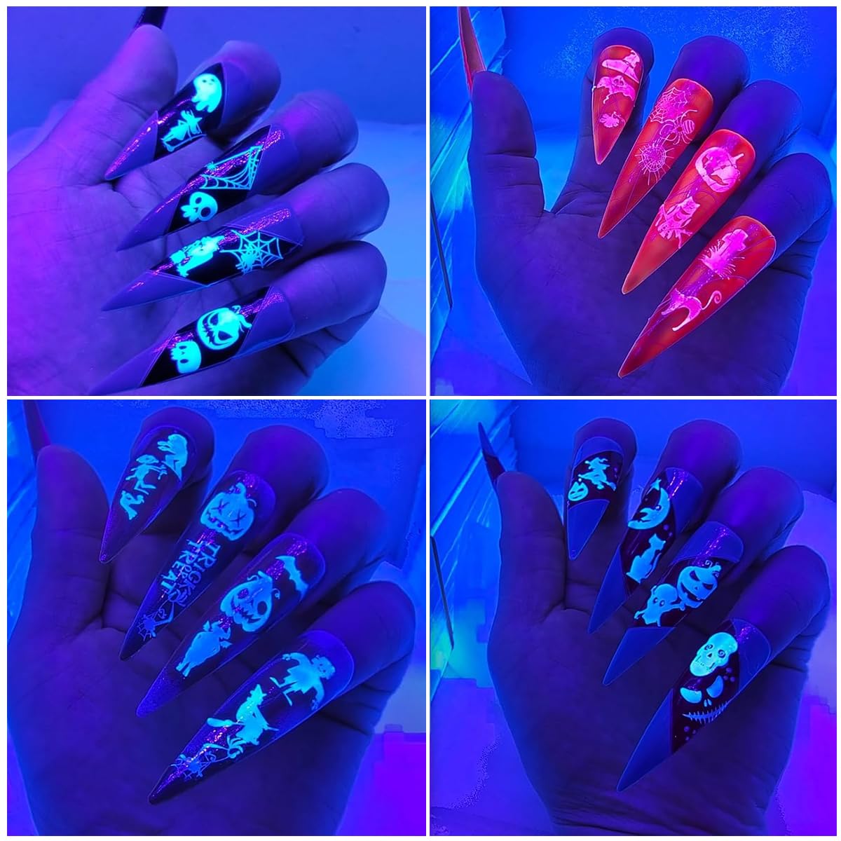 MAYCREATE 12 Sheets Halloween Nail Art Stickers, Luminous Nail Design Glow in The Dark Nail Decals, 3D Self-Adhesive Luminous Spooky Spider Web Skull Pumpkin Nail Art Design for Women Girls MAYCREATE 12 Sheets Halloween Nail Art Stickers, Luminous Nail Design Glow in The Dark Nail Decals, 3D Self-Adhesive Luminous Spooky Spider Web Skull Pumpkin Nail Art Design for Women Girls